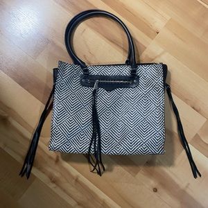 Rebecca Minkoff black and white Chevron tote